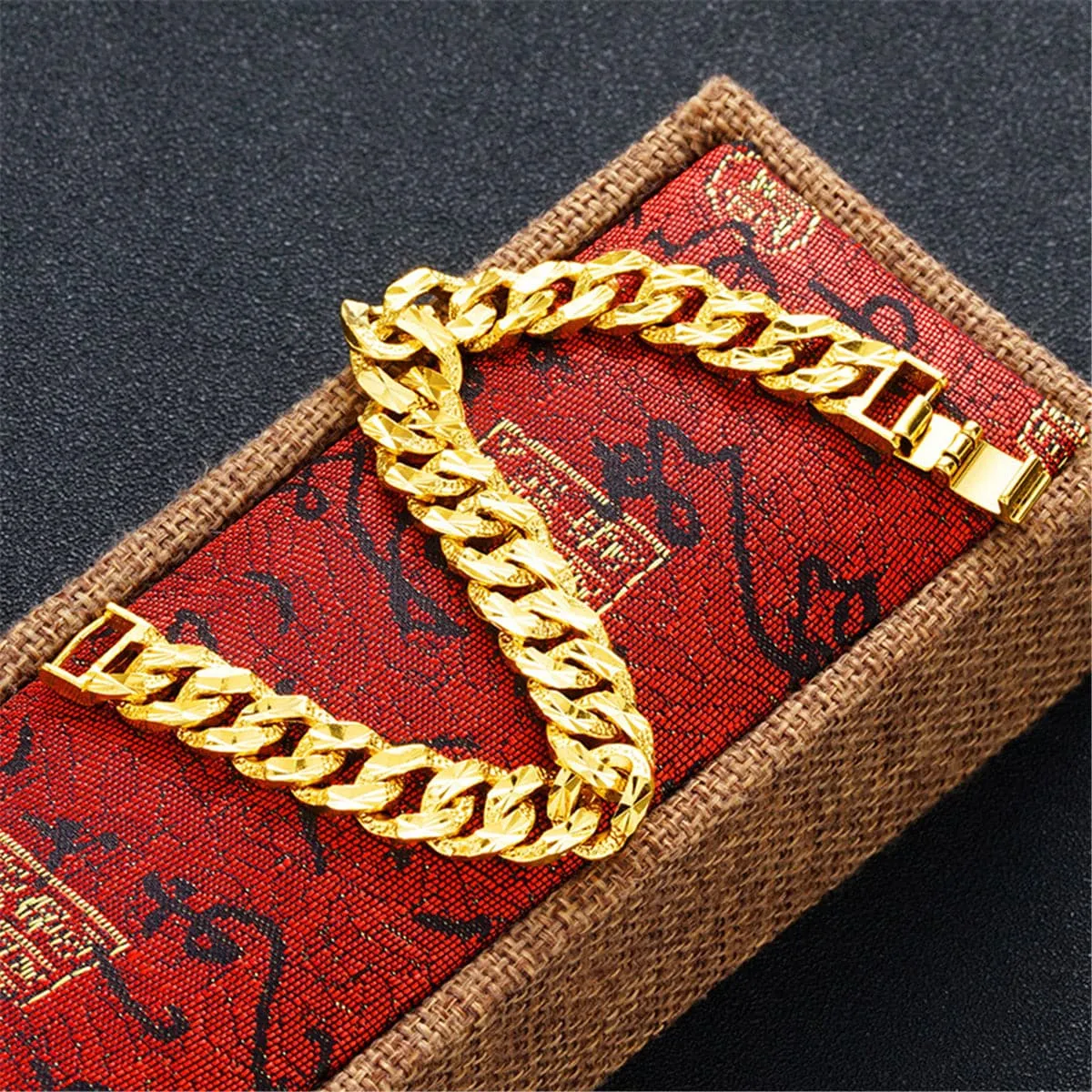 18K Gold-Plated Figaro Curb Chain Bracelet