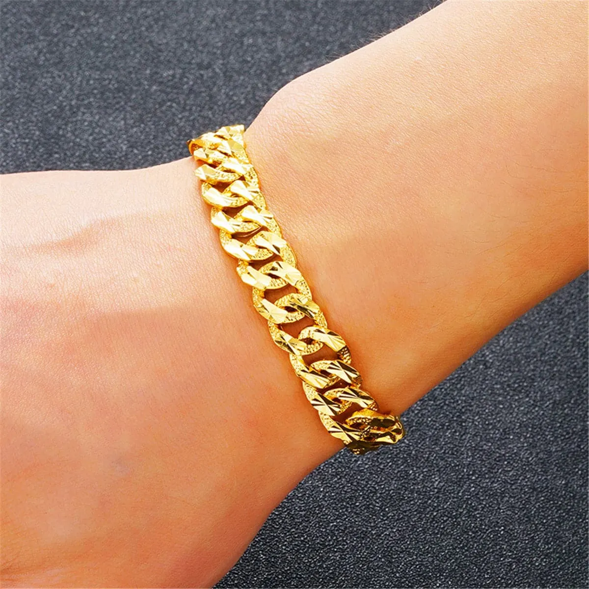 18K Gold-Plated Figaro Curb Chain Bracelet