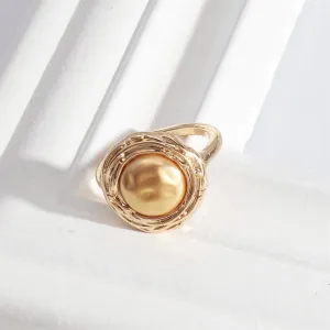 18K Gold-Plated Pearl Round Coil Ring