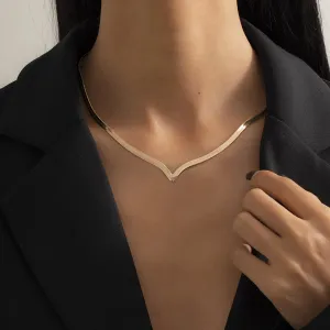 18K Gold-Plated Snake Chain V Necklace