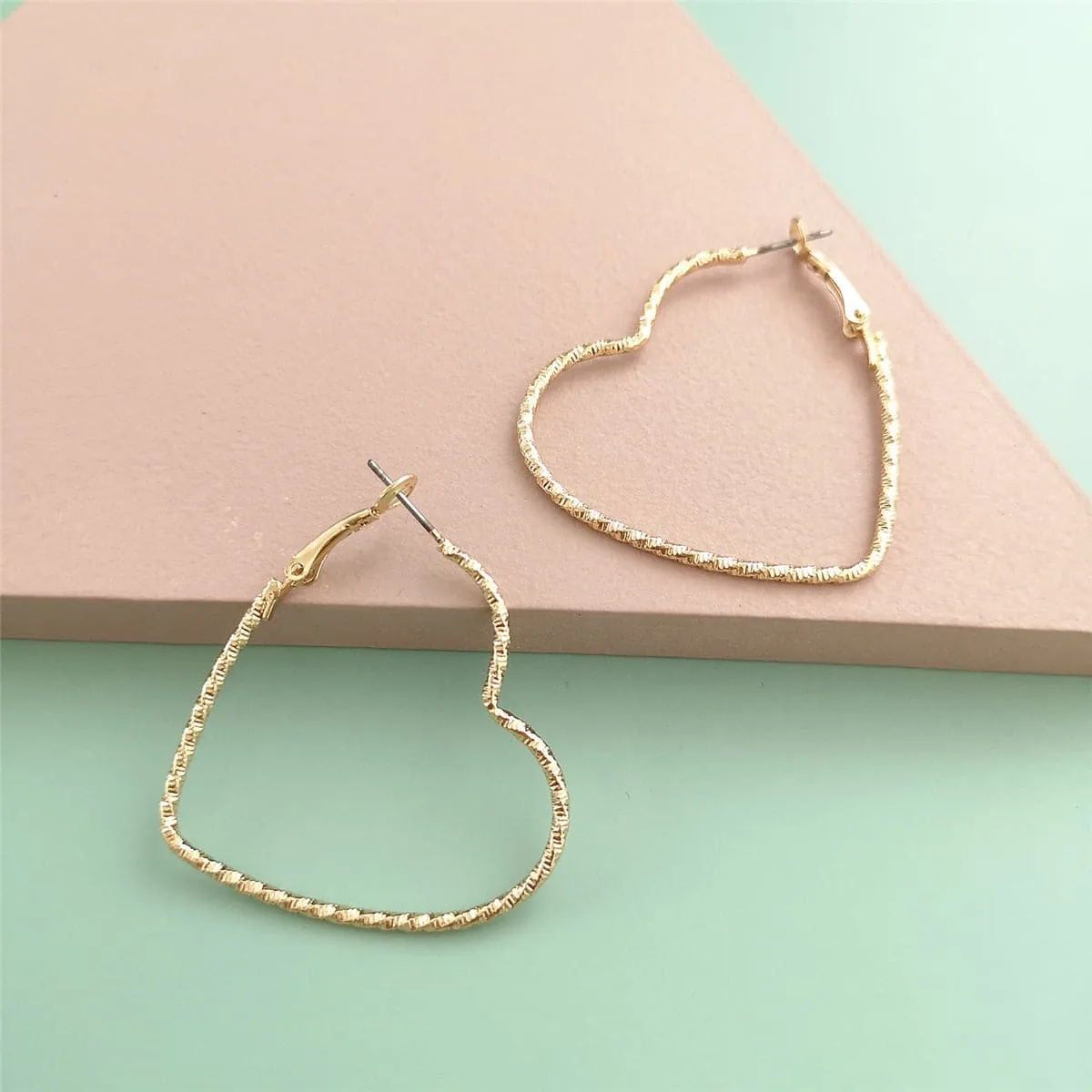 18K Gold-Plated Twisted Open Heart Hoop Earrings