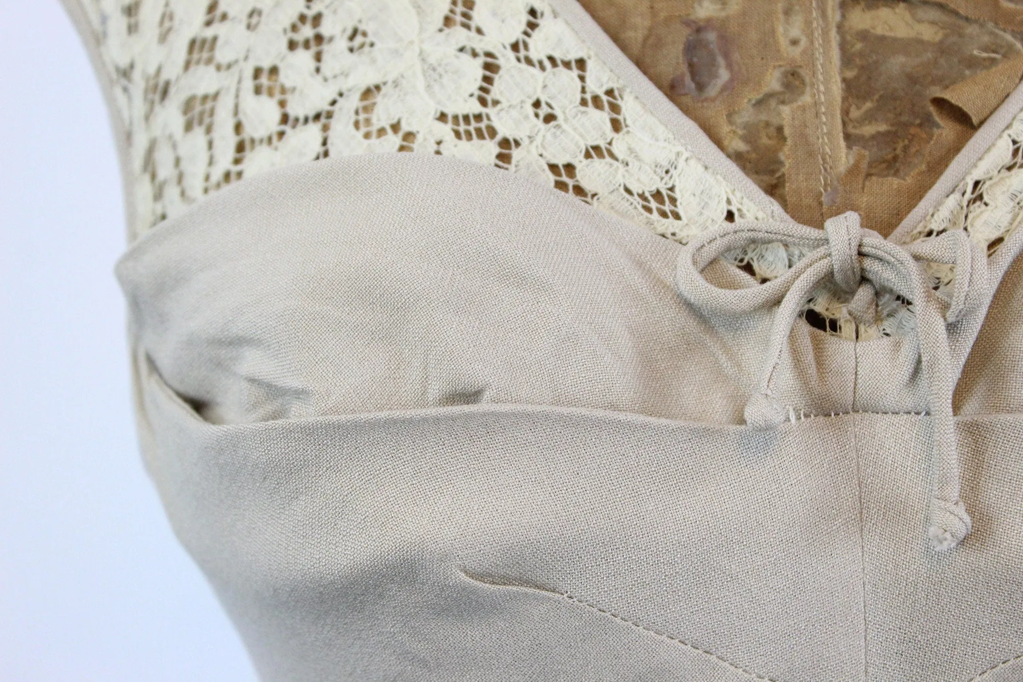 1940s LINEN and LACE dress small | new spring summer