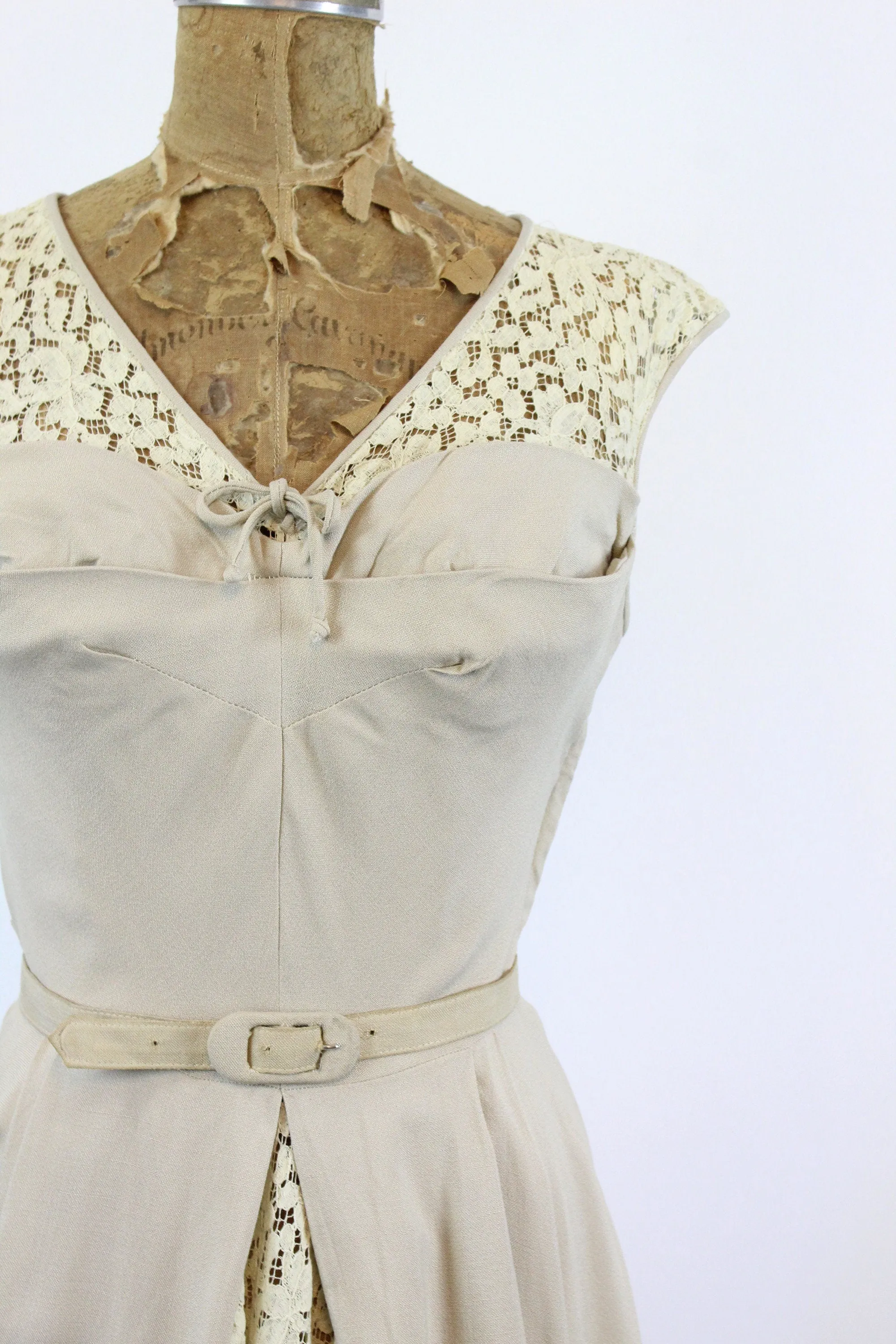 1940s LINEN and LACE dress small | new spring summer