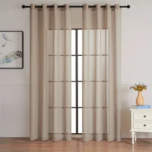 1pc Elegant Semi-Transparent Linen Panel - Panels for Living Room and Bedroom Window Treatment with Grommet Top for Home Decor and Sunlight Filtering
