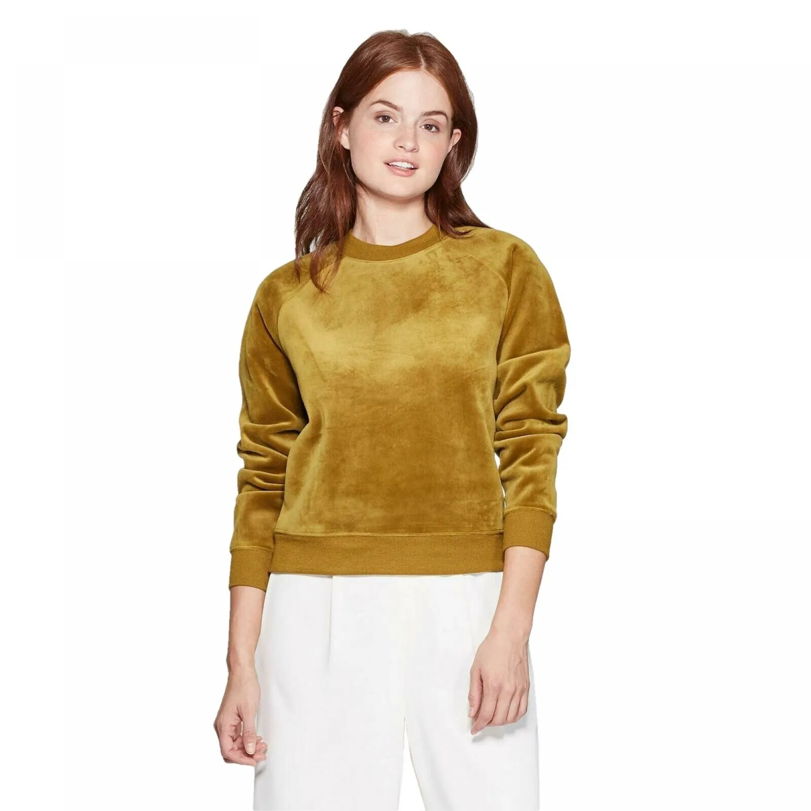 A New Day Women's Regular Fit Crewneck Velour Pullover Top