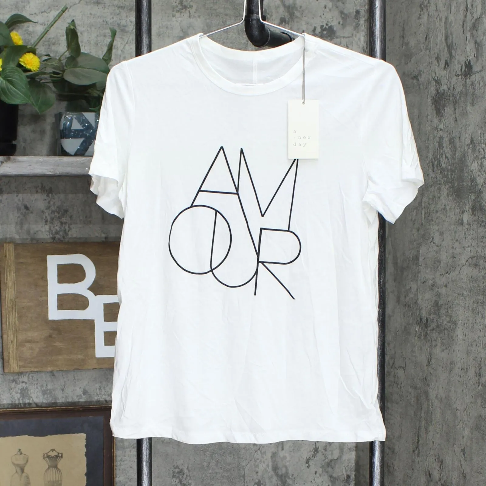 A New Day Women's Slim Fit Amour Short Sleeve Round Neck T-Shirt 562884