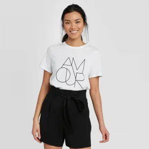 A New Day Women's Slim Fit Amour Short Sleeve Round Neck T-Shirt 562884