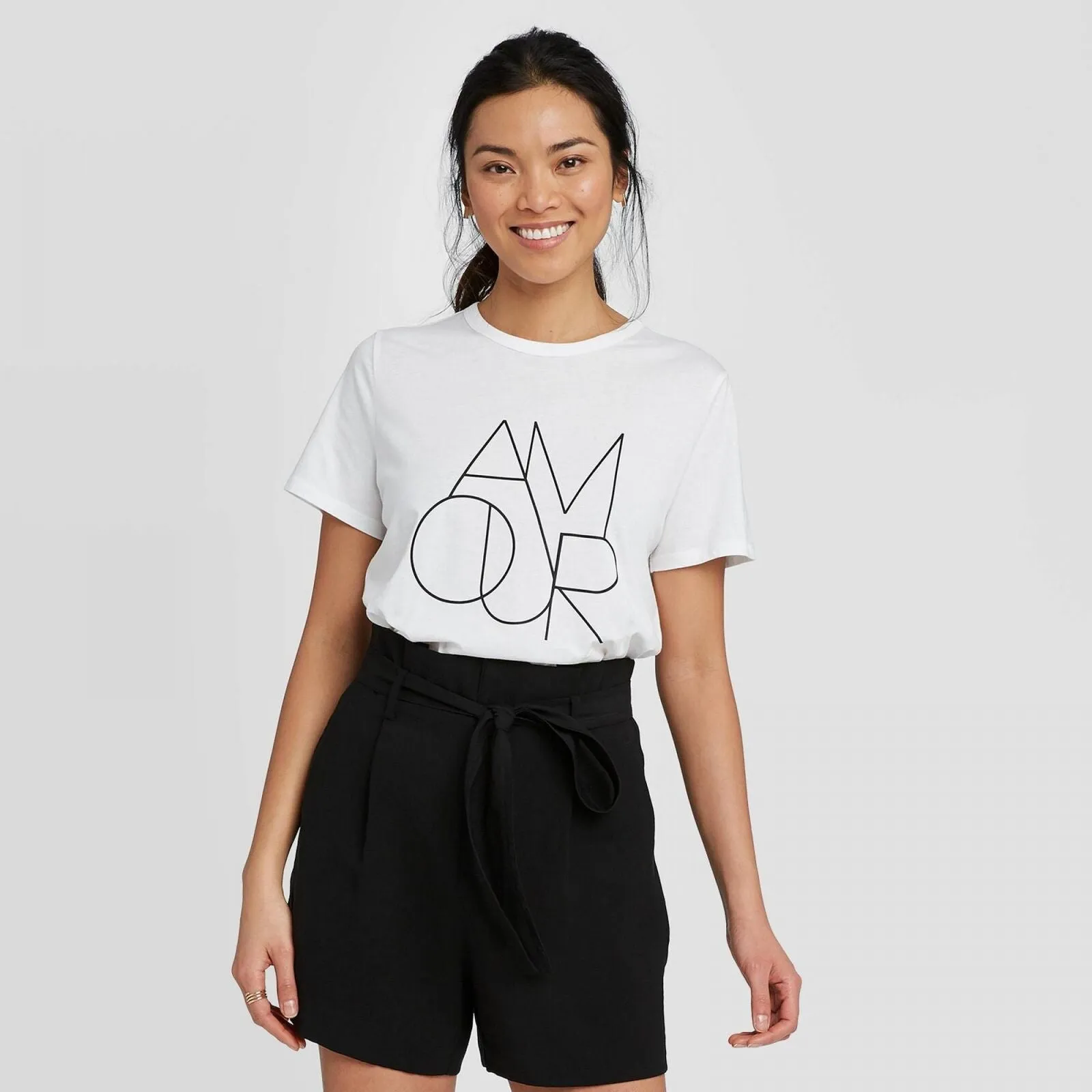 A New Day Women's Slim Fit Amour Short Sleeve Round Neck T-Shirt 562884