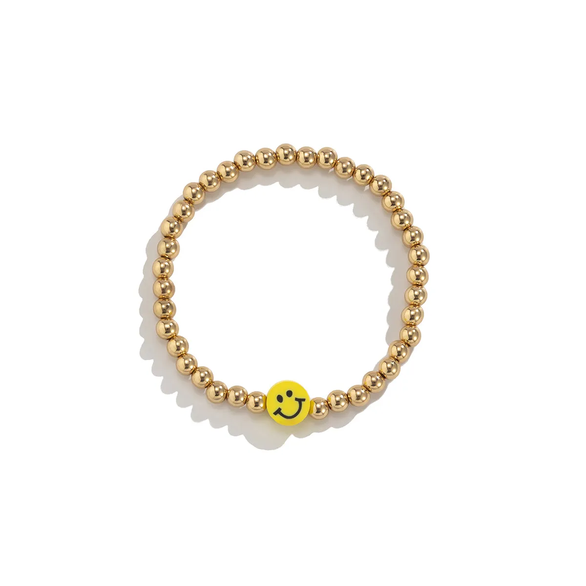 Acrylic & 18K Gold-Plated Smiley Charm Stretch Bracelet