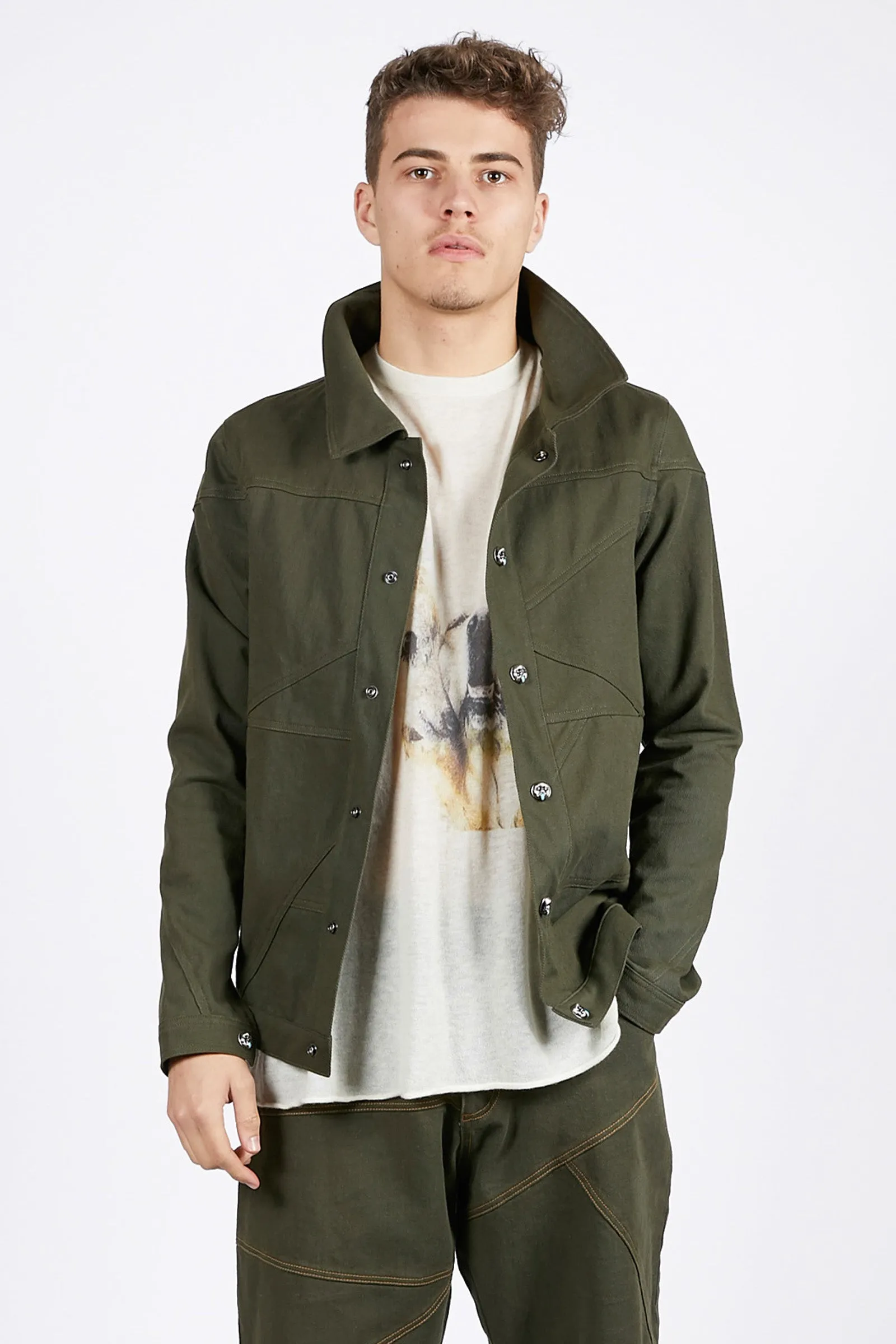 Adrian Unisex Olive Green Denim Jacket