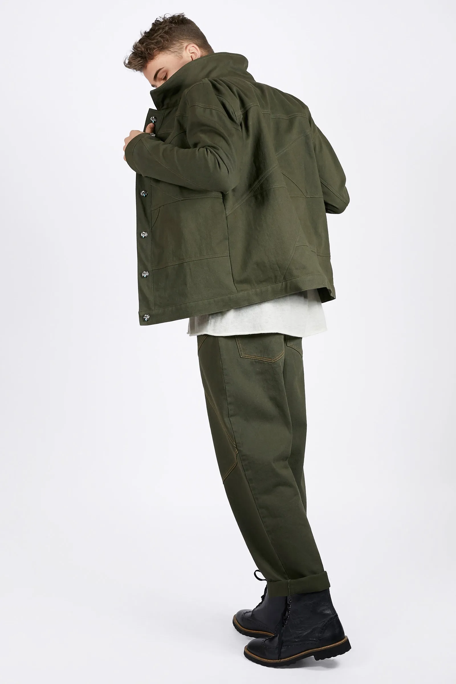 Adrian Unisex Olive Green Denim Jacket