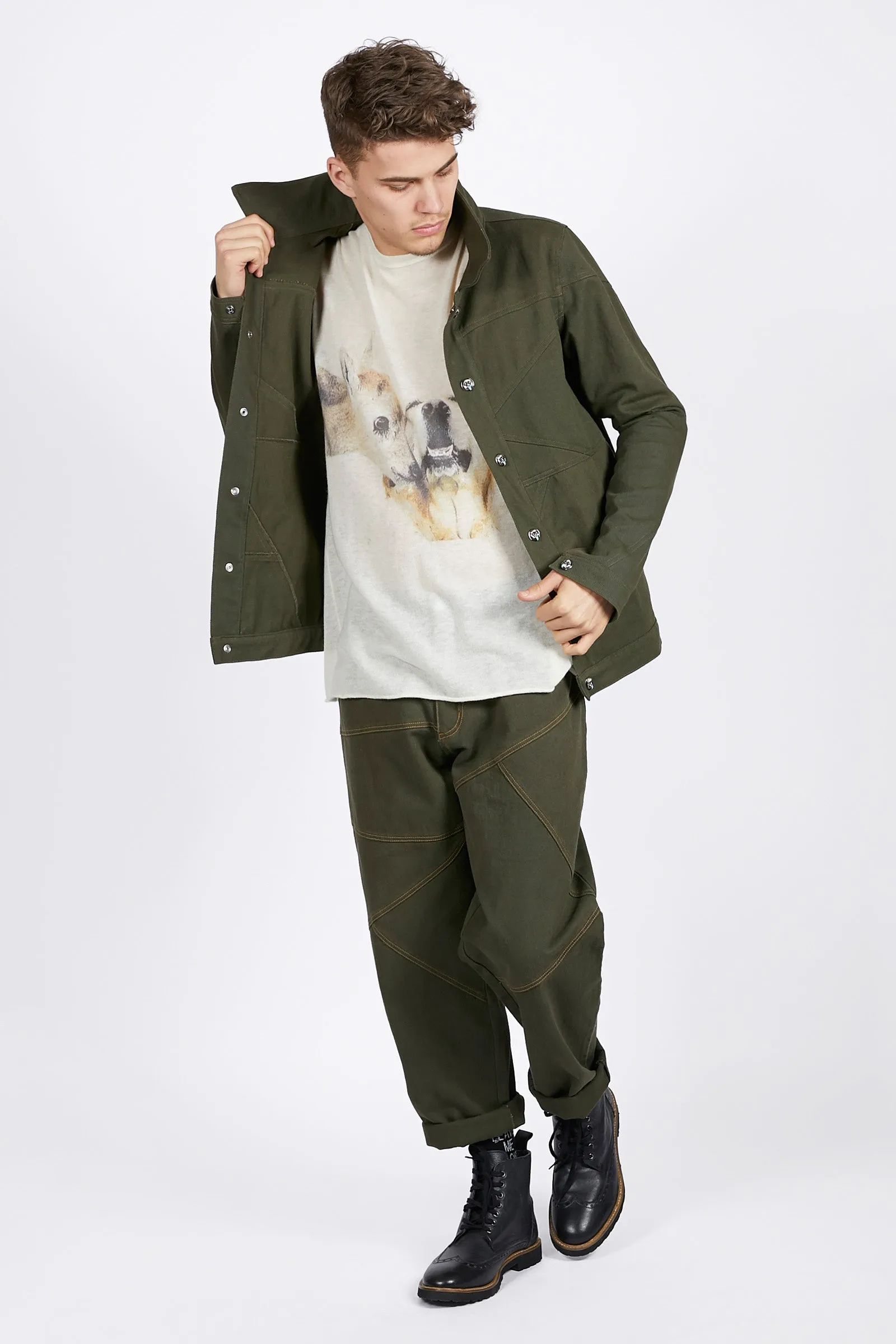 Adrian Unisex Olive Green Denim Jacket