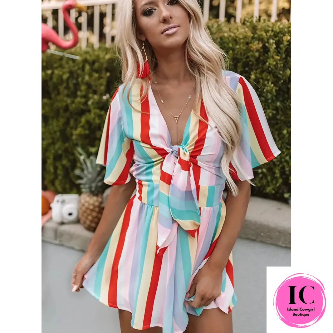 All Up To You Striped Romper