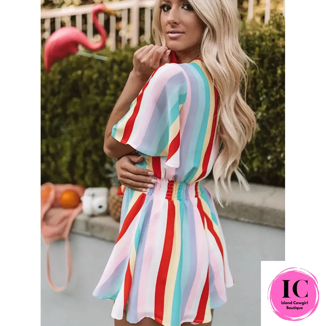 All Up To You Striped Romper