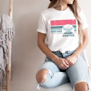 America Stripe Eagle Patriotic Graphic T-Shirt - NA157