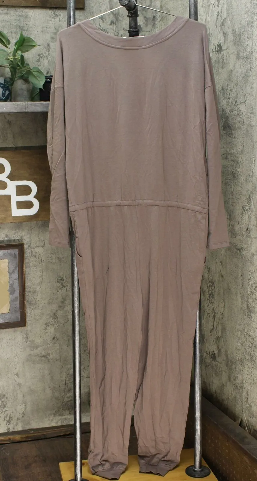 AnyBody Women's Cozy Knit Long Sleeve Jumpsuit Smokey Taupe XS