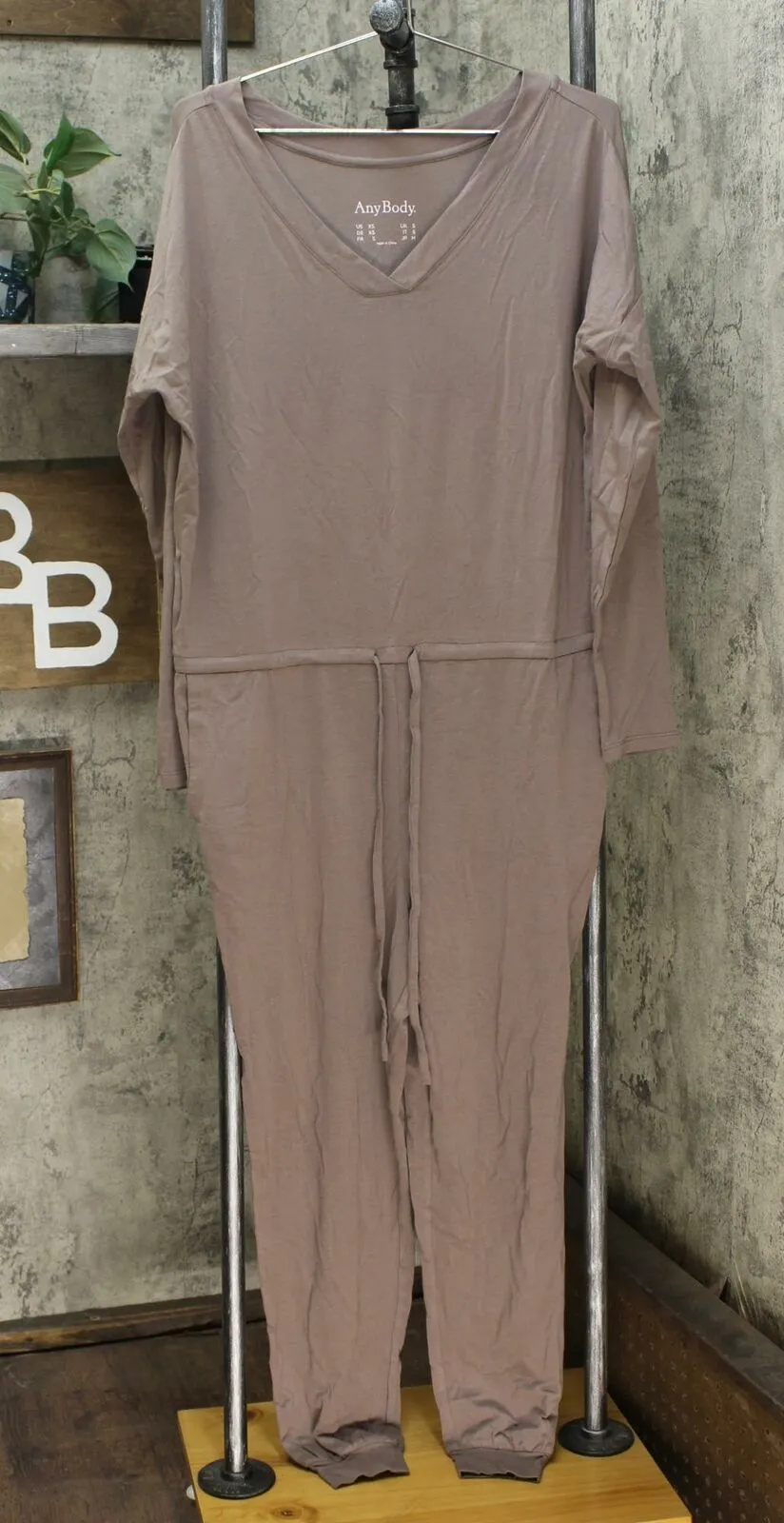 AnyBody Women's Cozy Knit Long Sleeve Jumpsuit Smokey Taupe XS