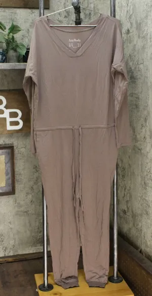 AnyBody Women's Cozy Knit Long Sleeve Jumpsuit Smokey Taupe XS