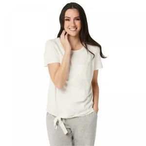 AnyBody Women's Cozy Knit Side Tie T-Shirt with Pocket