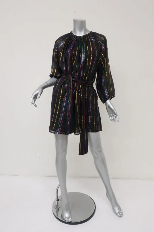 Apiece Apart Romper Las Islas Black/Rainbow Metallic Striped Cotton Size 4 NEW