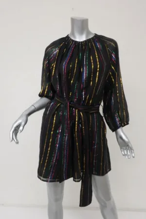 Apiece Apart Romper Las Islas Black/Rainbow Metallic Striped Cotton Size 4 NEW