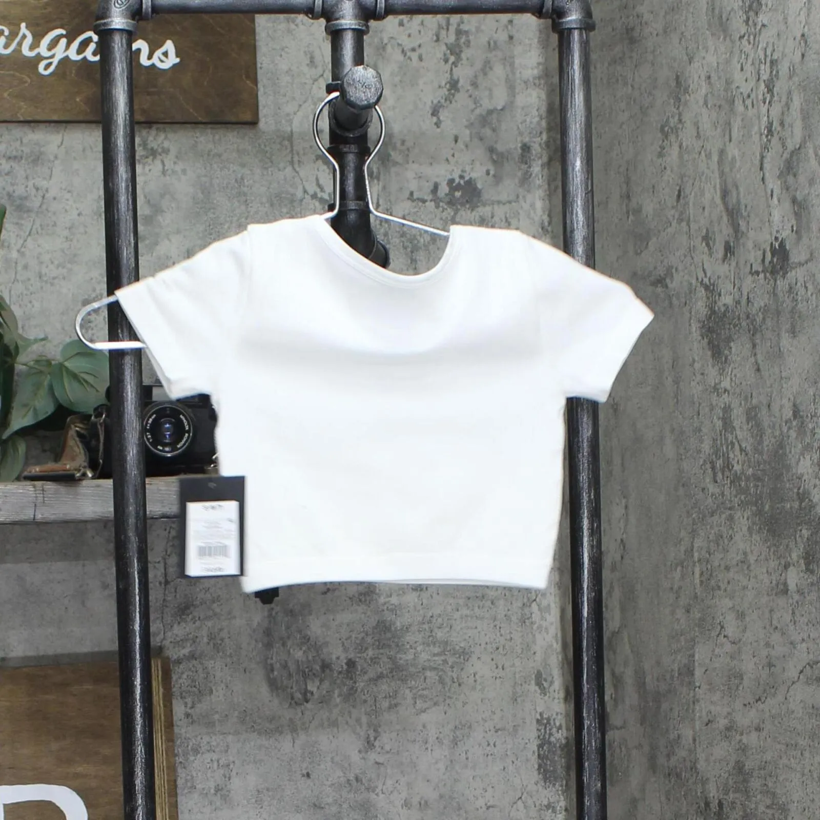 Art Class Girls Short Sleeve Scoop Neck Seamless Cropped Top 89736362 White S