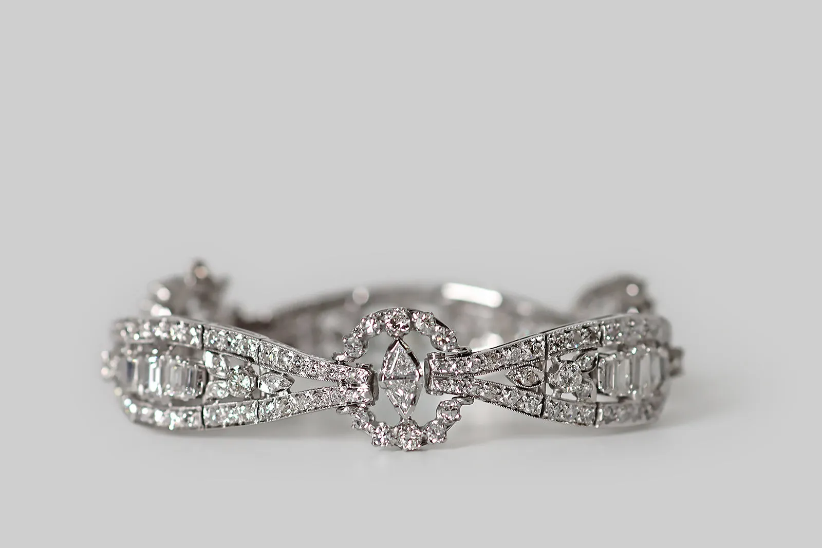 Art Deco Rosette & Sash Diamond Bracelet