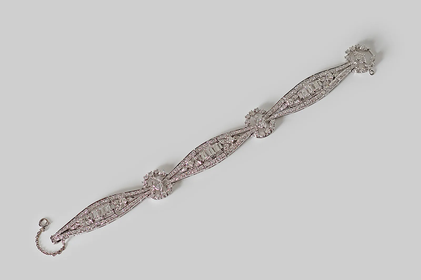 Art Deco Rosette & Sash Diamond Bracelet