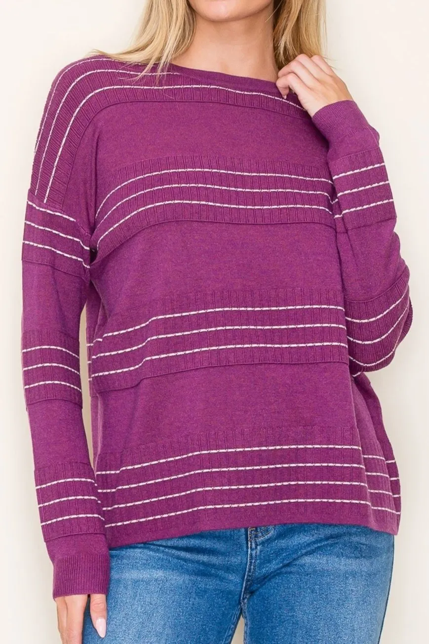Aubrey Stitched Striped Sweater