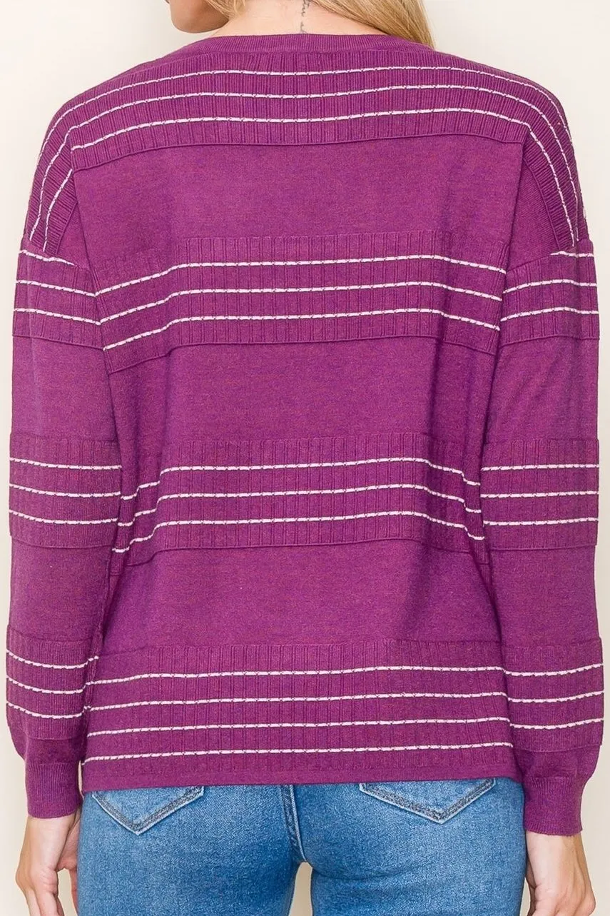 Aubrey Stitched Striped Sweater