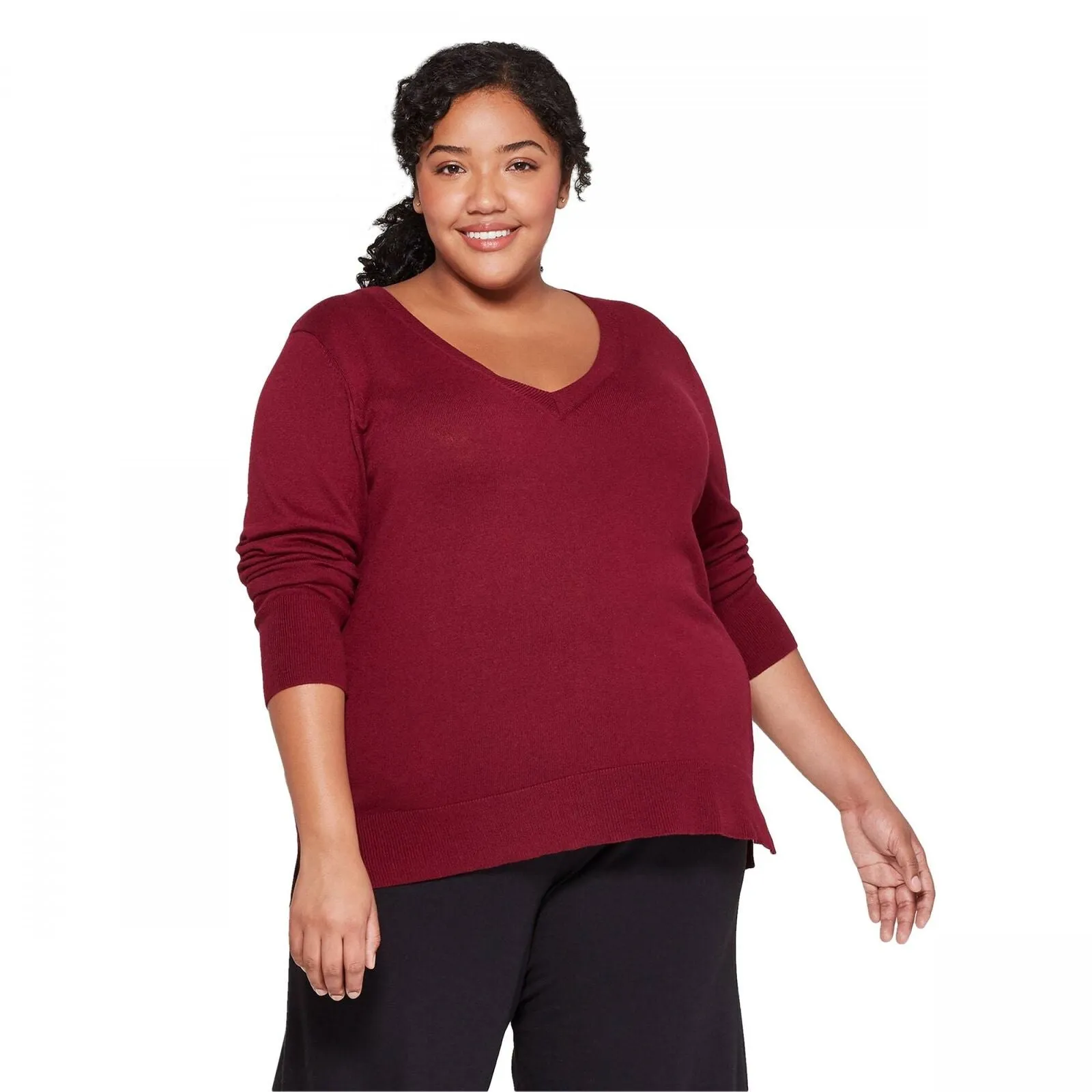Ava & Viv Women's Plus Size Long Sleeve V-Neck Pullover Sweater
