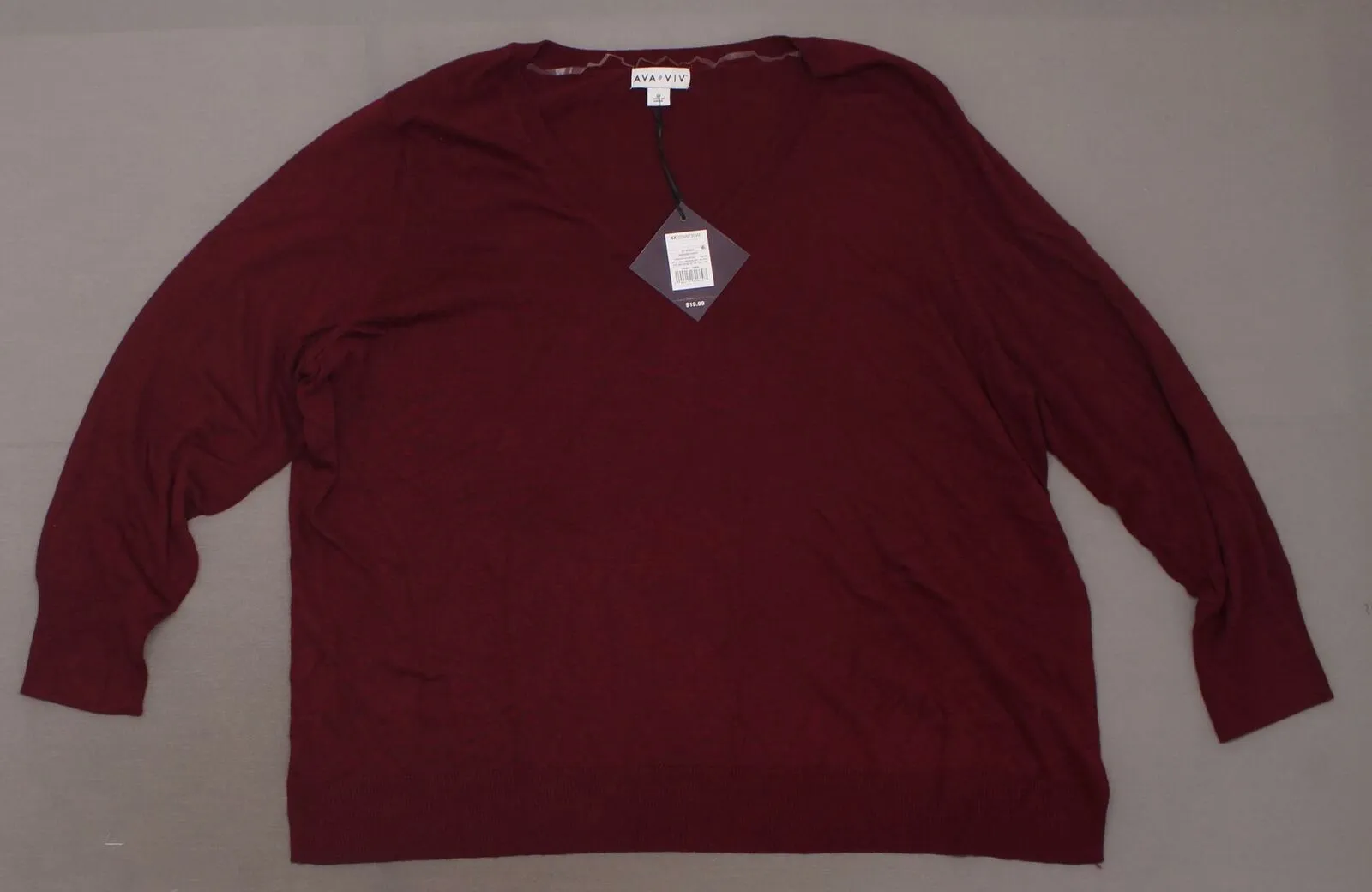 Ava & Viv Women's Plus Size Long Sleeve V-Neck Pullover Sweater