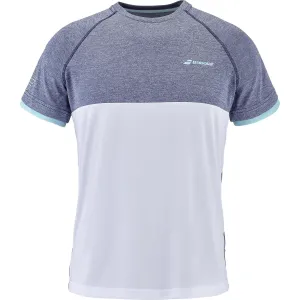Babolat Play Crew Neck Mens Badminton T-Shirt - White / Blue Heather