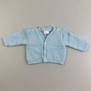 Baby Boys Basket Weave Knitted Design Cardigan - Blue
