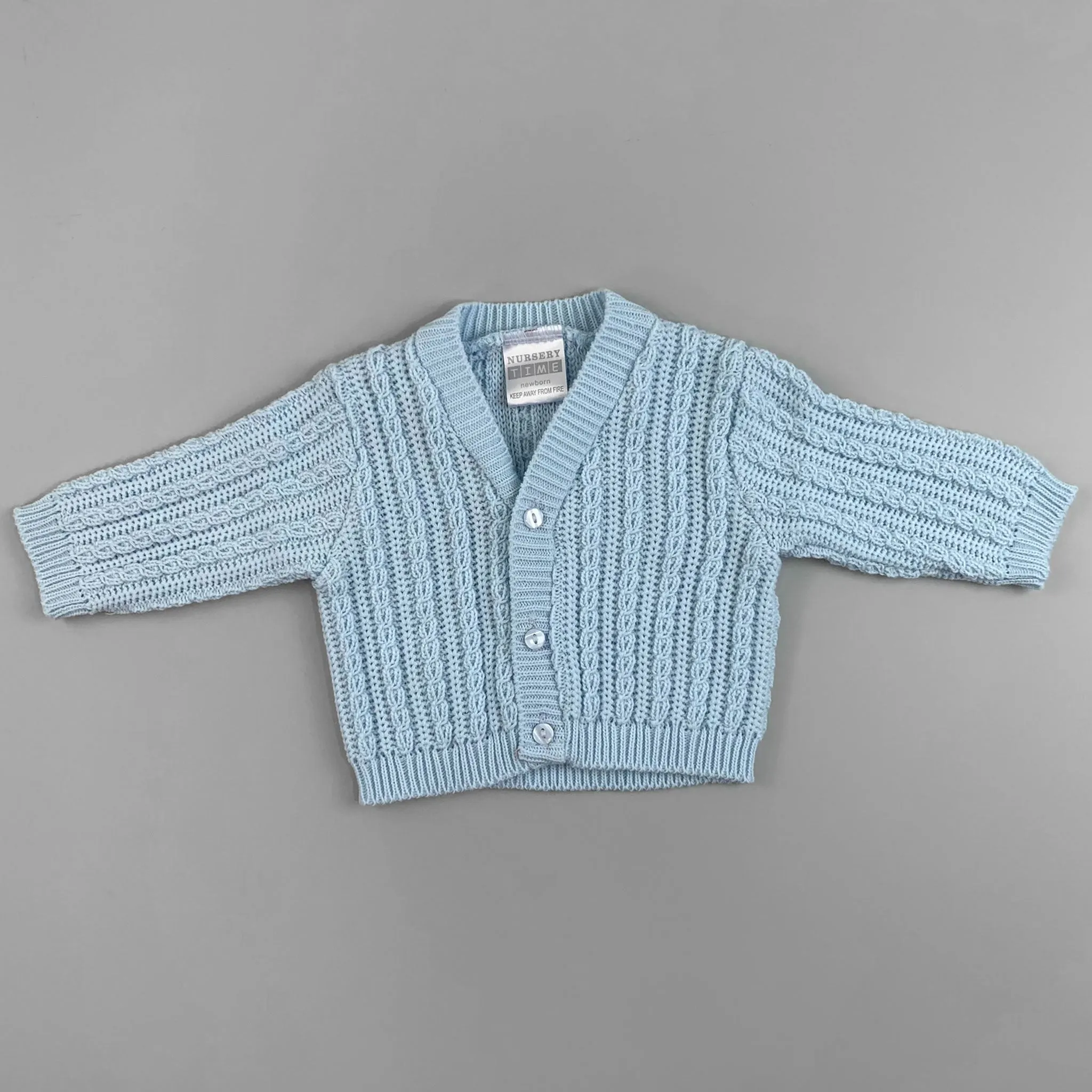 Baby Boys Cable Knitted Design Cardigan - Blue