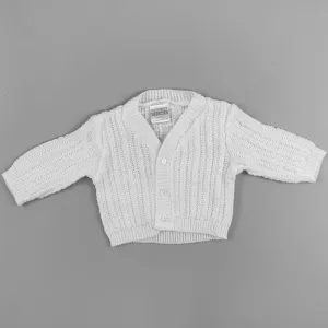 Baby Boys Cable Knitted Design Cardigan - White