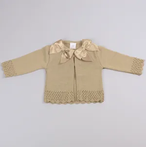 Baby Girls Beige Cardigan With Bows