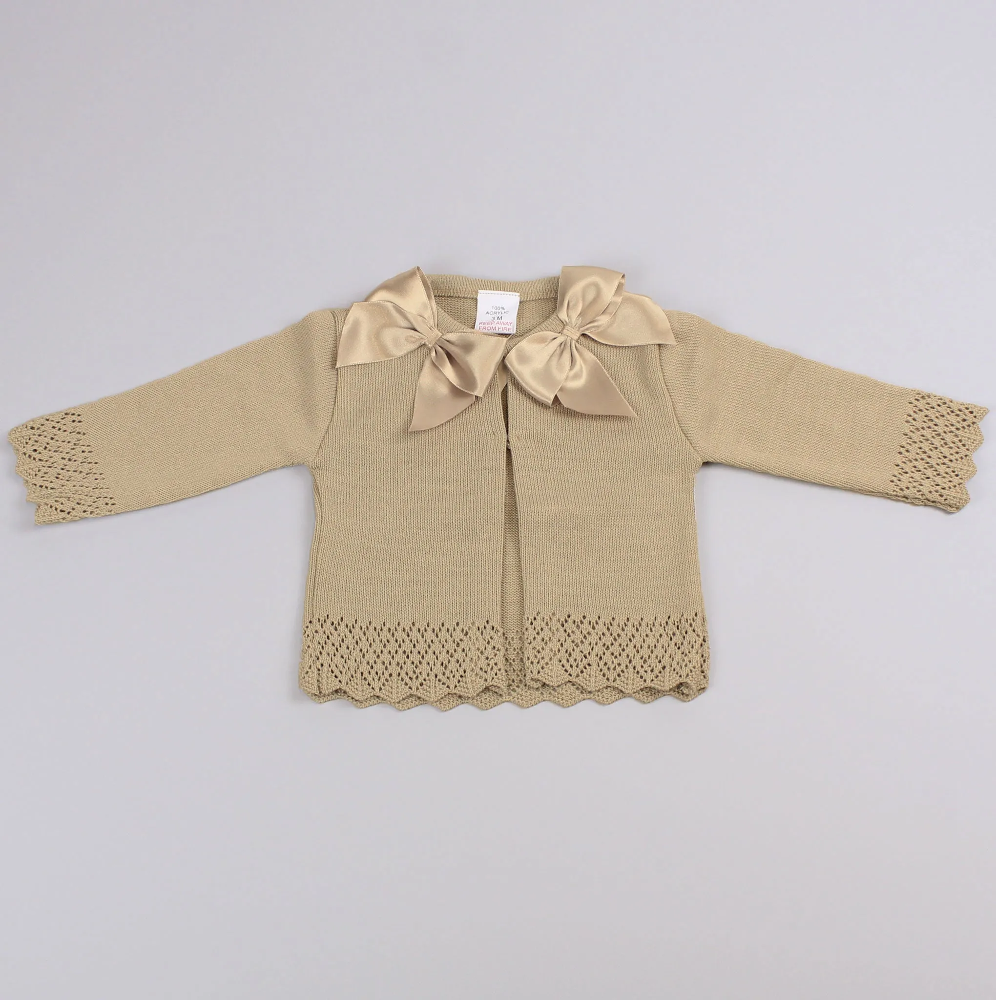 Baby Girls Beige Cardigan With Bows