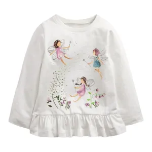 Baby Girls Cotton Soft Comfortable Long Sleeve T-shirt - White