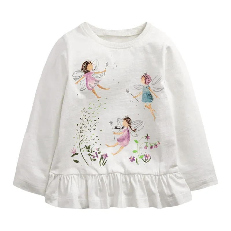 Baby Girls Cotton Soft Comfortable Long Sleeve T-shirt - White