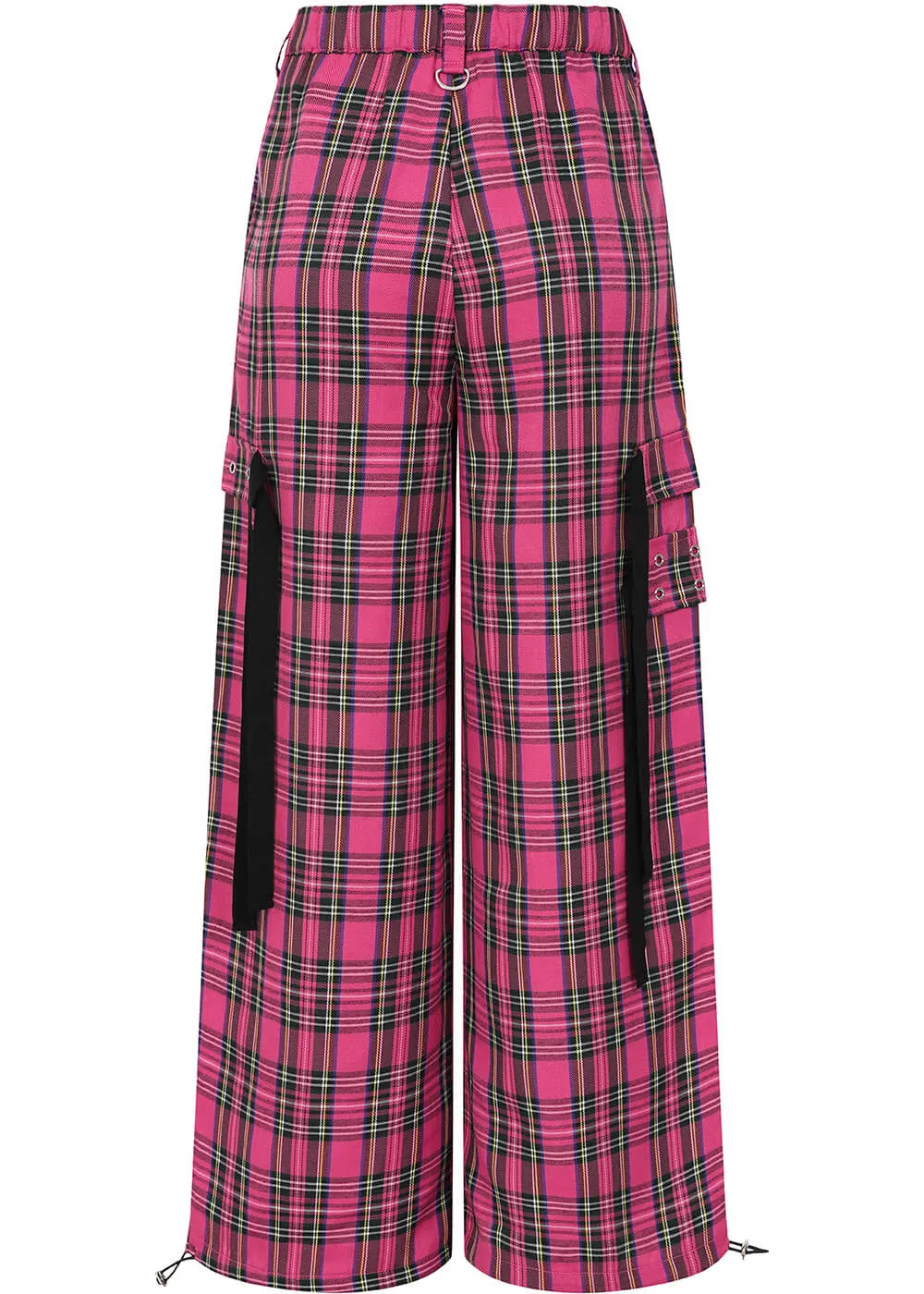 Banned Alternative Time Bomb Tartan Baggy Trousers Dark Pink