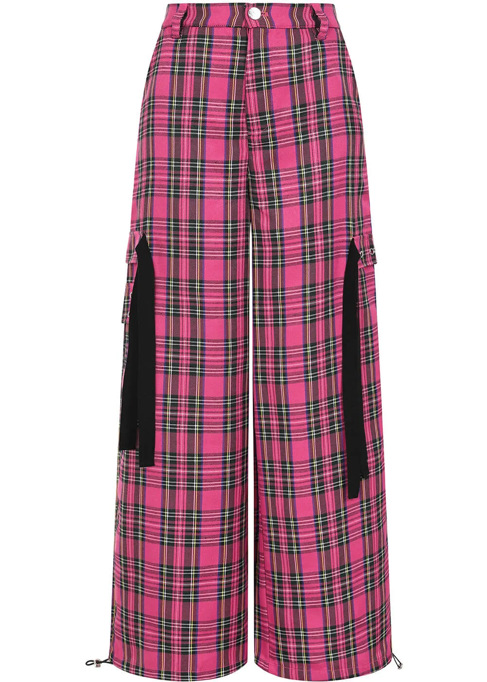 Banned Alternative Time Bomb Tartan Baggy Trousers Dark Pink