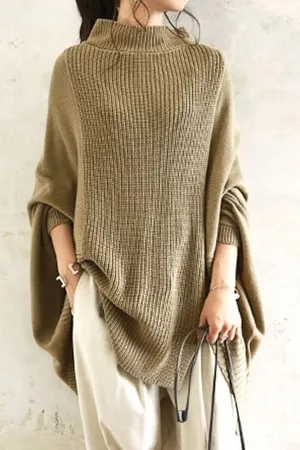 Bat Sleeve Striped Sweater (Fit 99 To 154lbs)