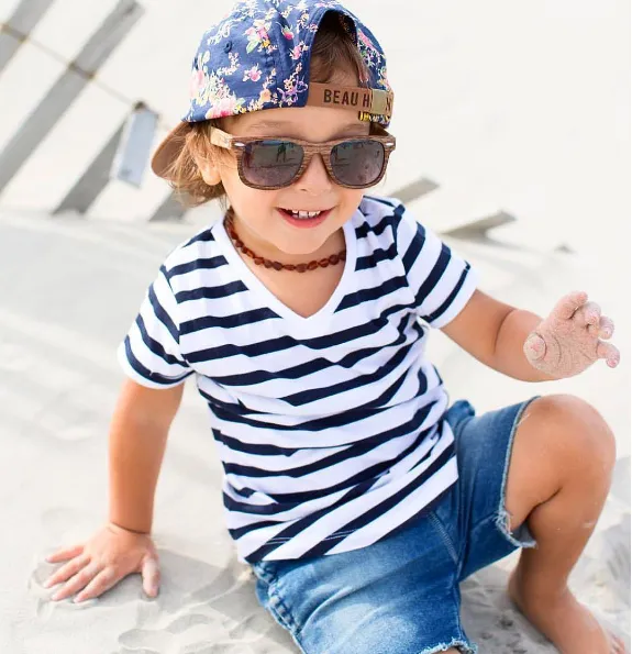 Beau Hudson Striped V-neck Tshirt- FINAL SALE