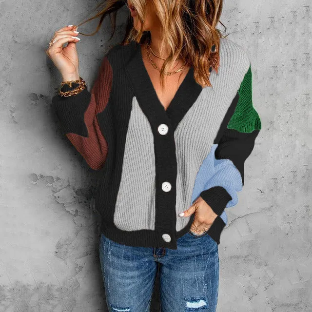 BerryBetty - Contrast Color Knitted Cardigan