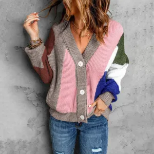 BerryBetty - Contrast Color Knitted Cardigan