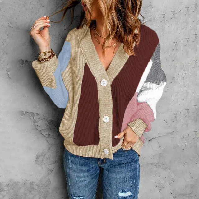 BerryBetty - Contrast Color Knitted Cardigan