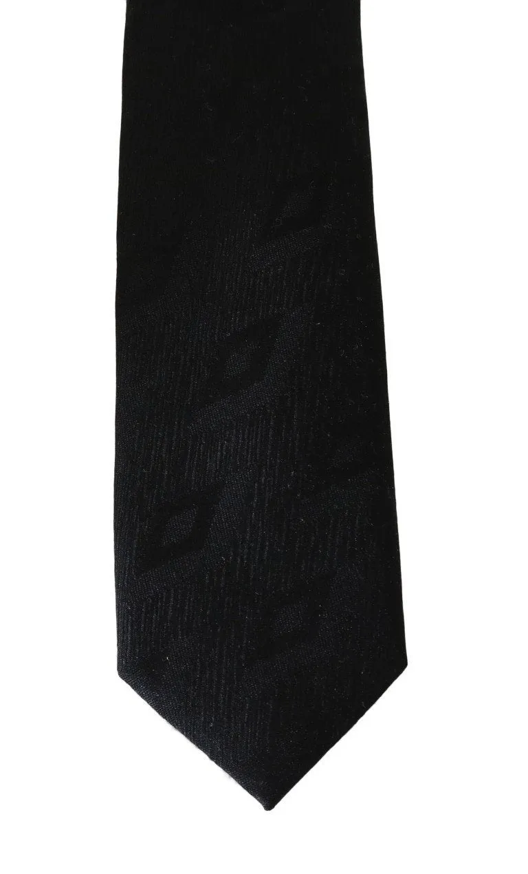 Black Silk Patterned Classic Tie