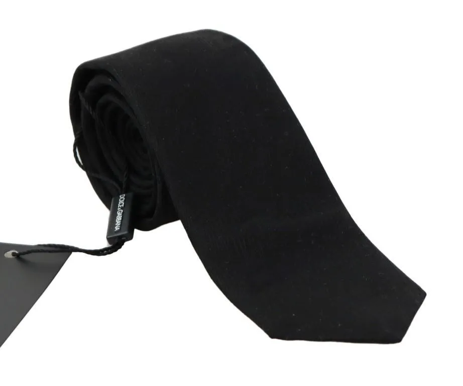 Black Silk Patterned Classic Tie