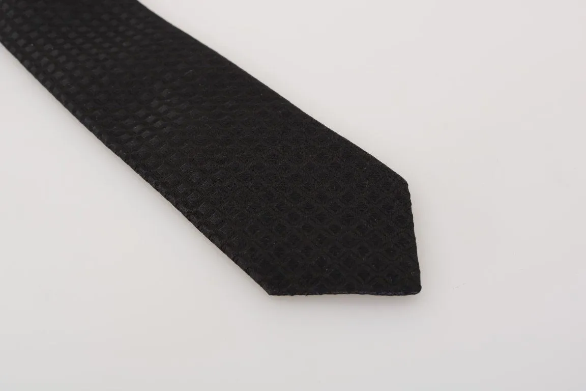 Black Silk Patterned Classic Tie